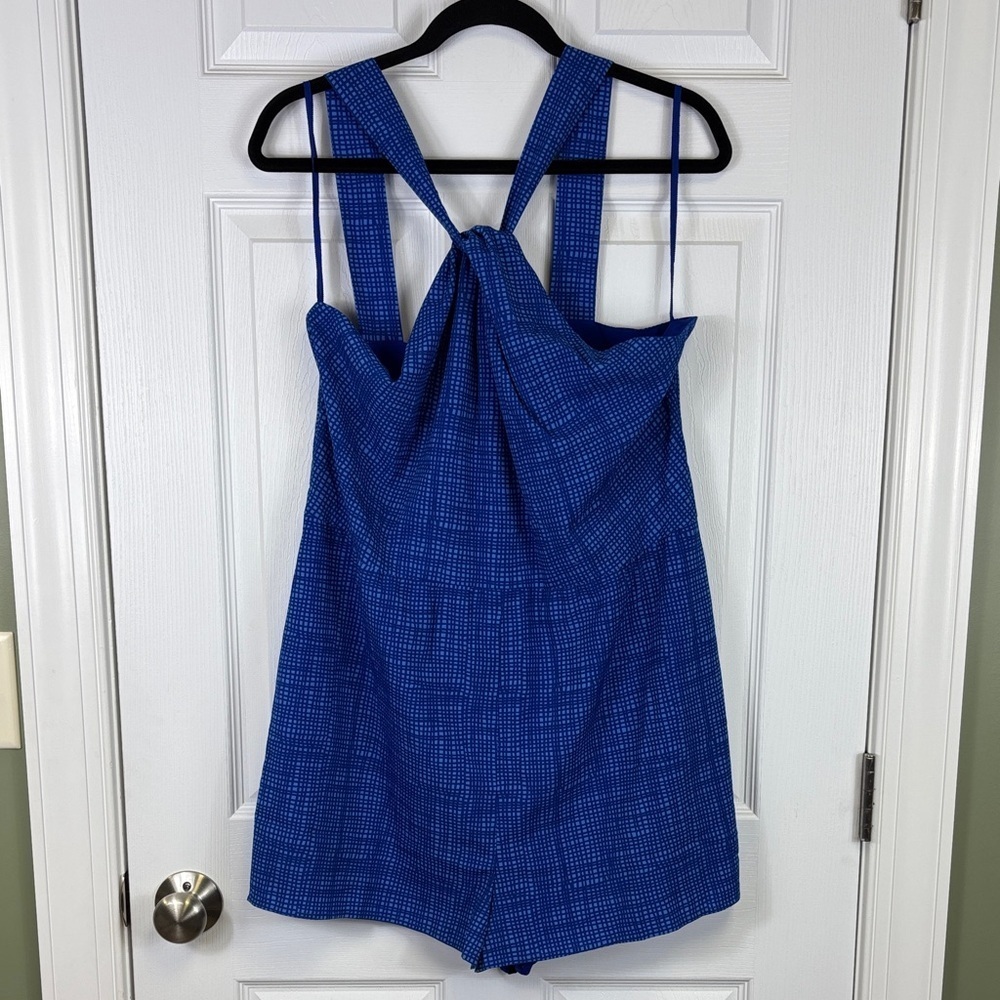 NWT Vineyard Vines tide blue basketweave halter jumpsuit sz 14 - Picture 3 of 7